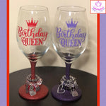 Birthday Queen Wine Glass