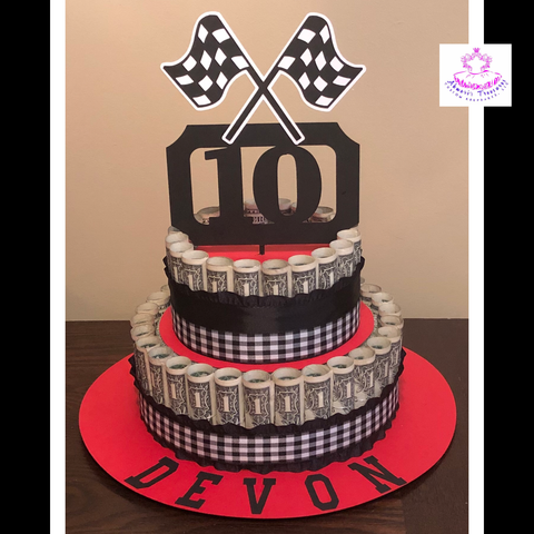 Racing themed Money Cake