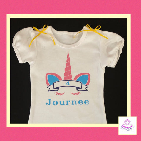 Personalized Unicorn Birthday Babydoll T-shirt